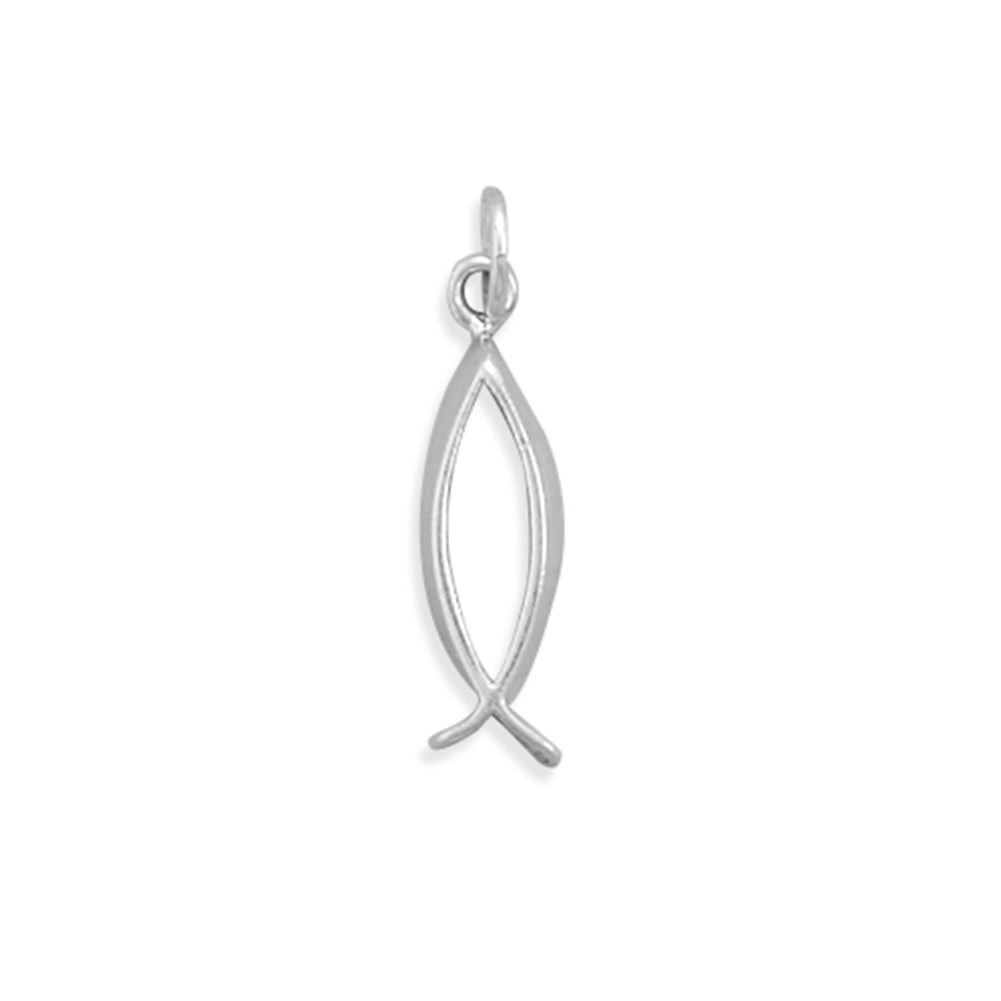 Ichthys Ichthus Christian Fish Sterling Silver Charm, Made in the USA