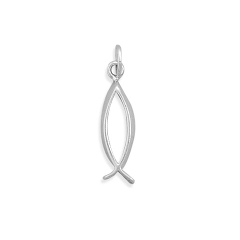 Ichthys Ichthus Christian Fish Sterling Silver Charm, Made in the USA