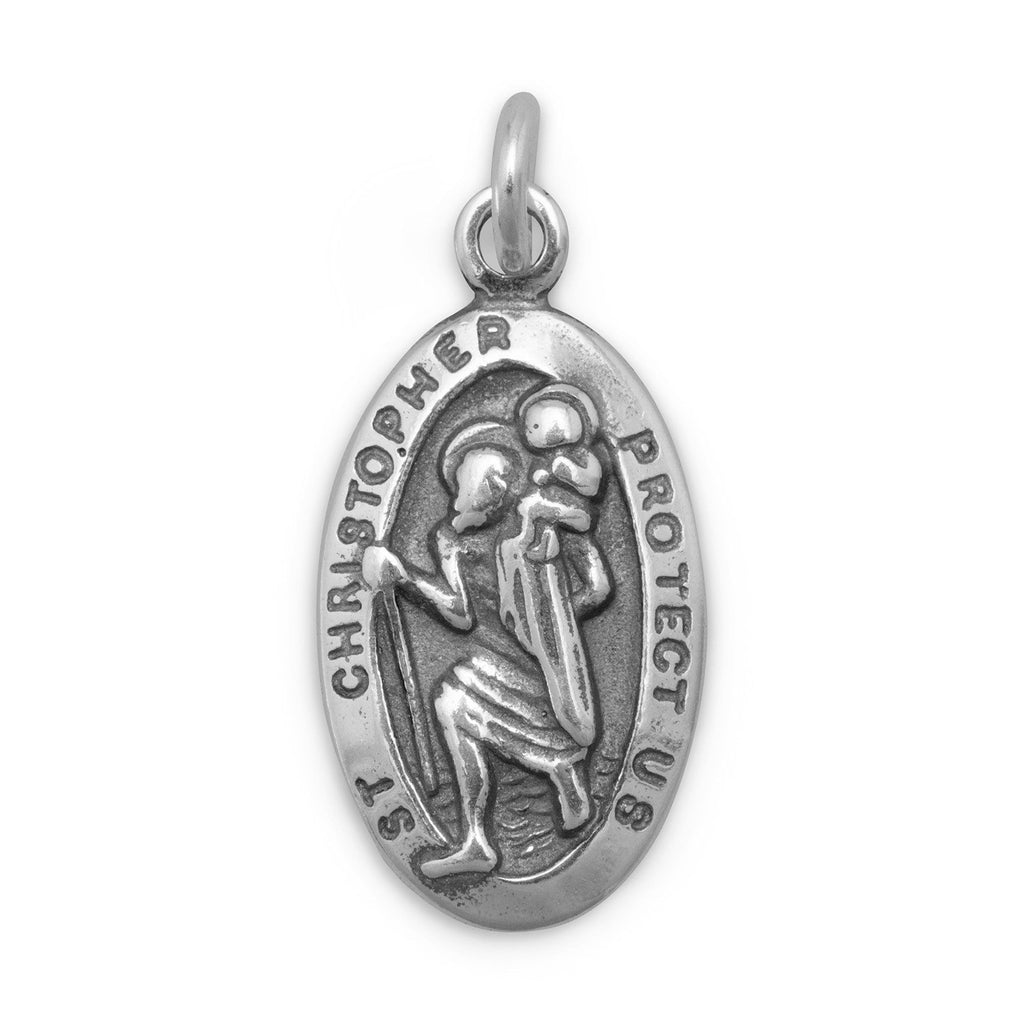 Saint Christopher Medal Small Oval Sterling Silver