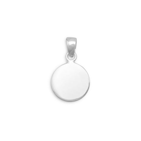 Small Round Engravable Pendant Tag Sterling Silver