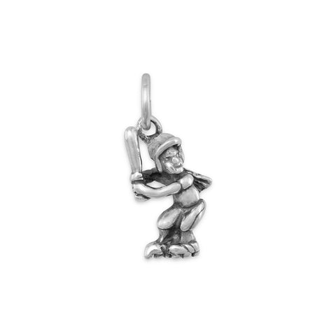 Girl Softball Player Sterling Silver Charm, Made in the USA