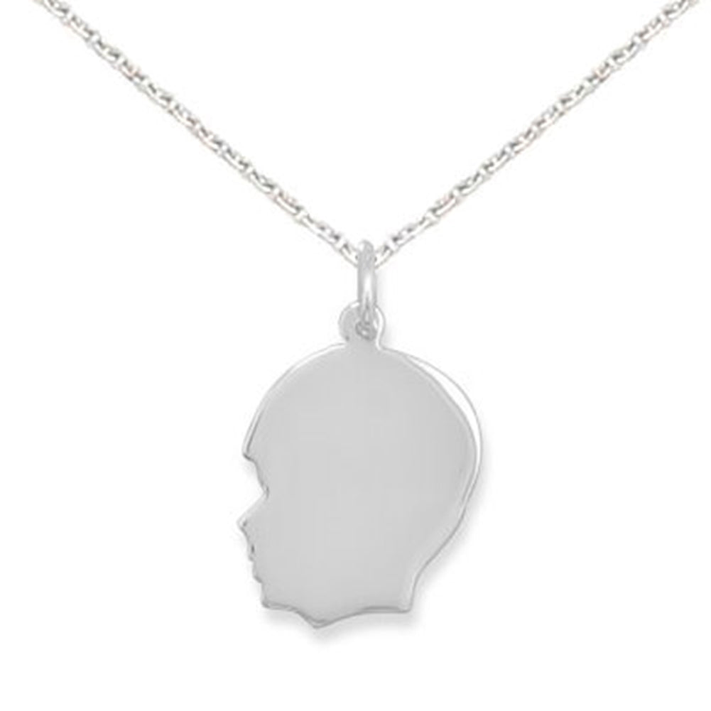 Boy Silhouette Necklace Sterling Silver, Chain Included