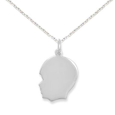 Boy Silhouette Necklace Sterling Silver, Chain Included