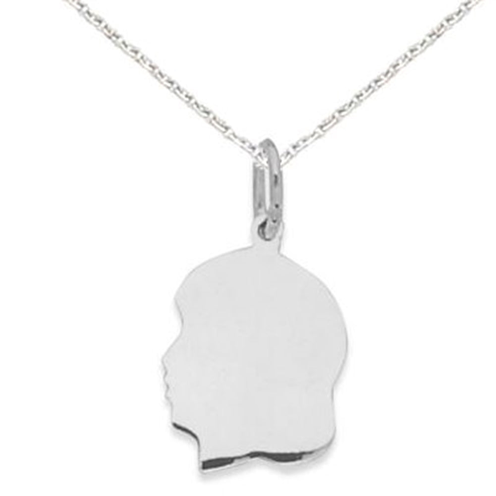 Girl Silhouette Necklace Sterling Silver, Chain Included