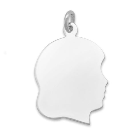 Girl Silhouette Charm Sterling Silver
