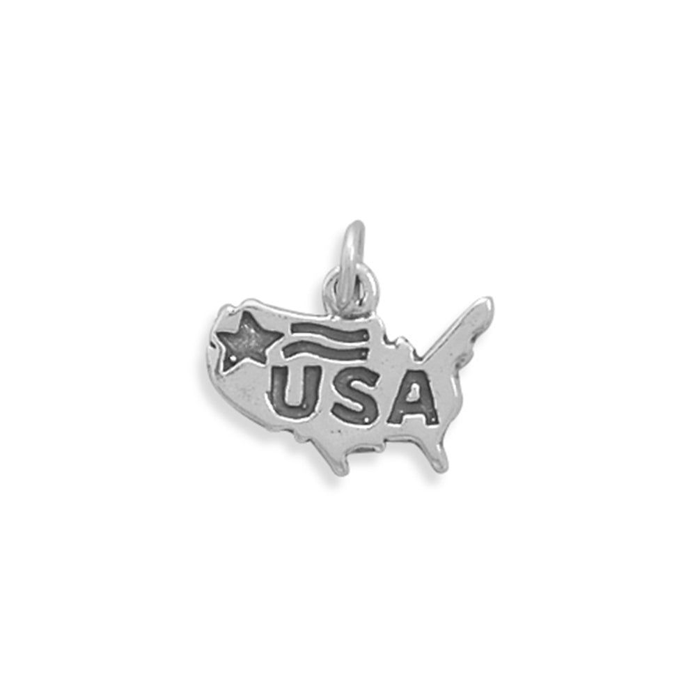 United States of America USA Charm Sterling Silver, Made in the USA