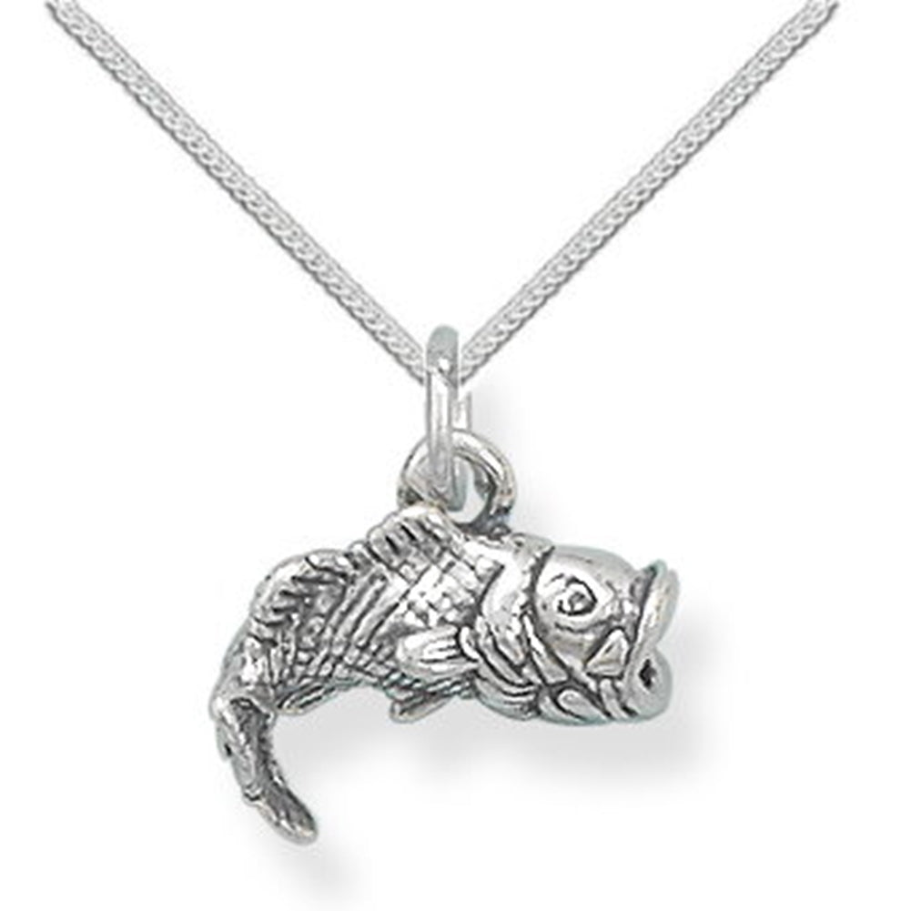 3-D Large Mouth Bass Necklace Sterling Silver - Chain Included
