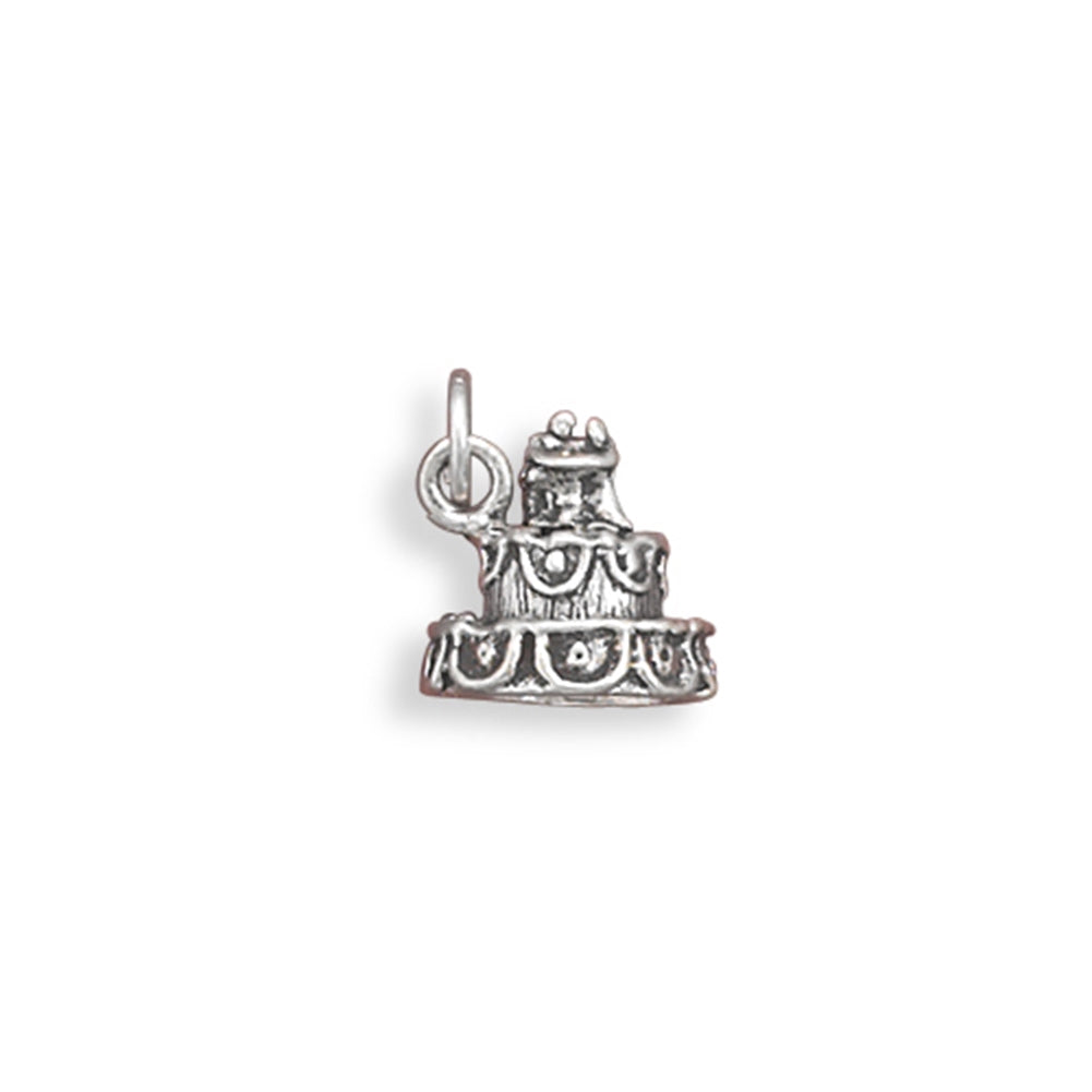 Wedding Cake Charm Sterling Silver, Made in the USA