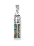 Keepsake Pendant with Removeable Top and Paua Shell Inlay Sterling Silver, Handmade