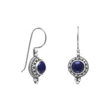 Lapis Lazuli Earrings Bead Rope Edge Sterling Silver
