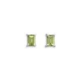Green Peridot Post Stud Earrings Sterling Silver 6mm