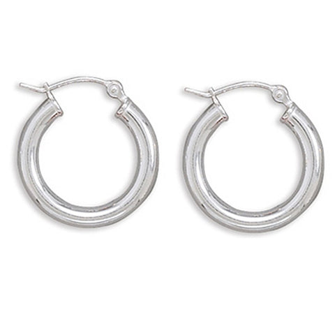 Small 22mm Round Tube Sterling Silver Hoop Earrings