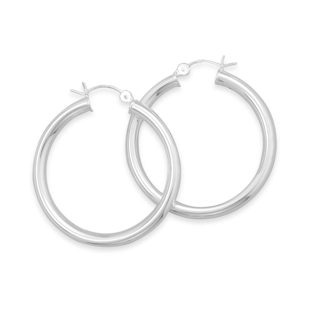 Hoop Earrings with Click Close Sterling Silver 40mm