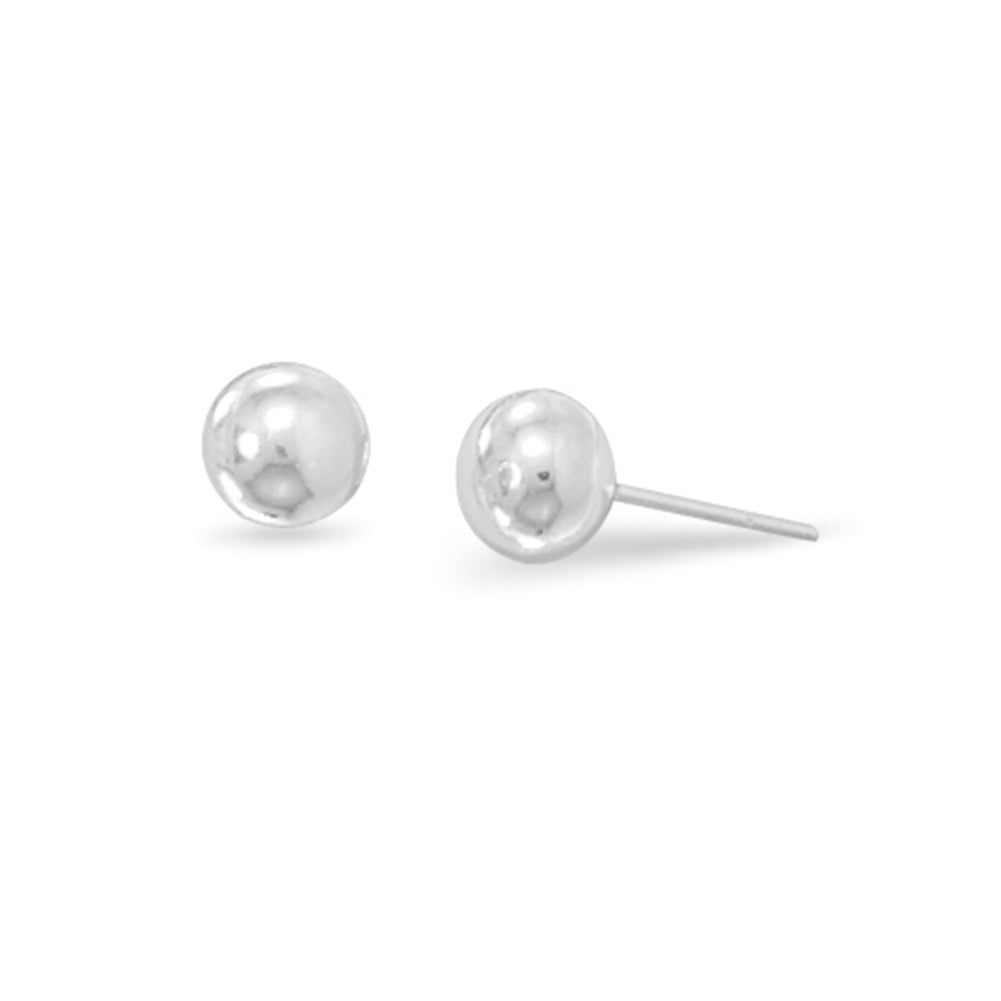 Highly Polished 7mm Ball Post Stud Earrings Sterling Silver