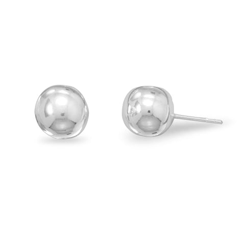 10mm Ball Earrings Post Stud Highly Polished Sterling Silver