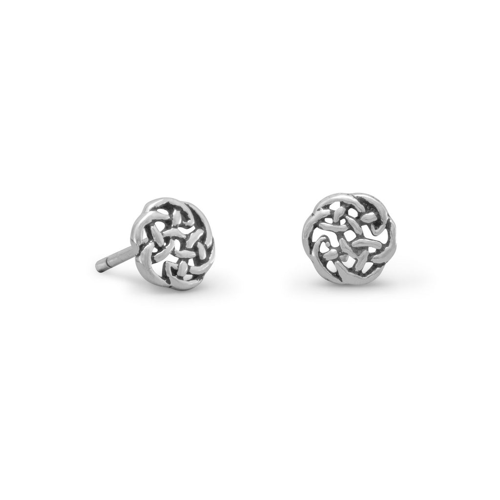Celtic Knot Antique Finish Sterling Silver Post Stud Earrings
