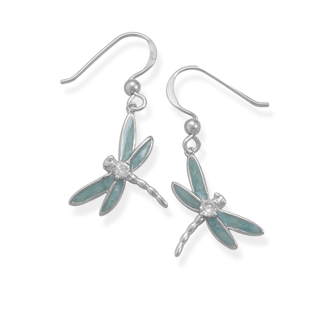 Dragonfly Earrings with Cubic Zirconia Accents Sterling Silver