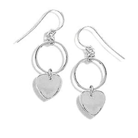 Circle Ring and Heart Earrings Sterling Silver