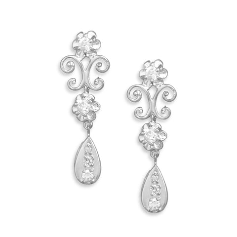 Butterfly Design Bridal Cubic Zirconia Earrings Rhodium on Sterling Silver