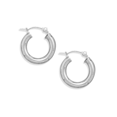 Hoop Earrings Extra Extra Small 3mm x15mm Round Tube Sterling Silver