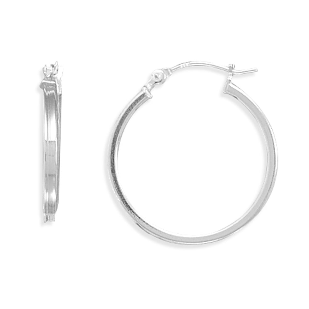 Medium Square Tube Sterling Silver Hoop Earrings 2mm x 24mm