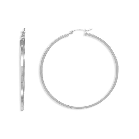 Extra Large Square Tube Sterling Silver Hoop Earrings 2mm x 50mm