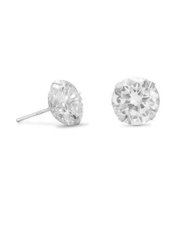 Cubic Zirconia Post Stud Earrings 10mm Diameter