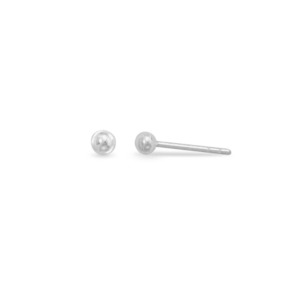 Small Ball Stud Earrings Sterling Silver 3mm diameter