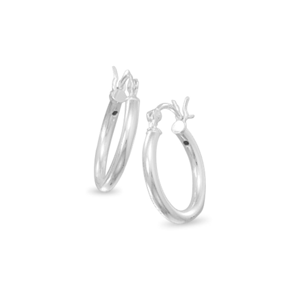 Extra Small 2mm x 16mm Round Tube Sterling Silver Hoop Earrings