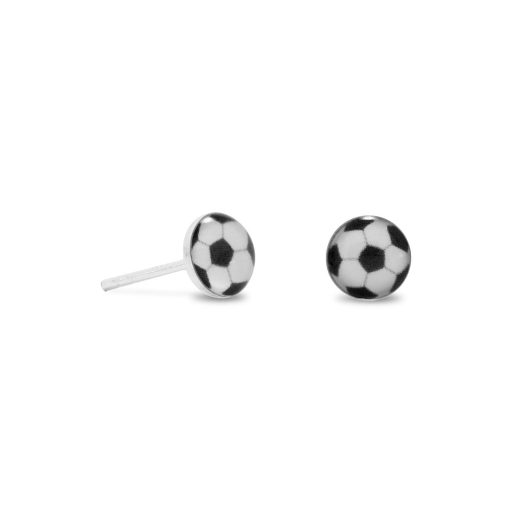 Soccer Ball Stud Post Sterling Silver Earrings
