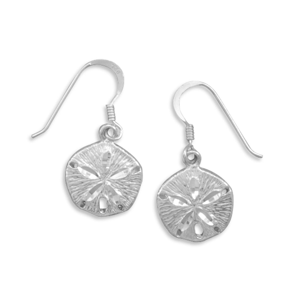 Sand Dollar Sanddollar Diamond-cut Sterling Silver Earrings