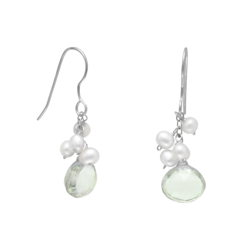 Earrings with White Cultured Freshwater Pearl Cluster Sterling Silver