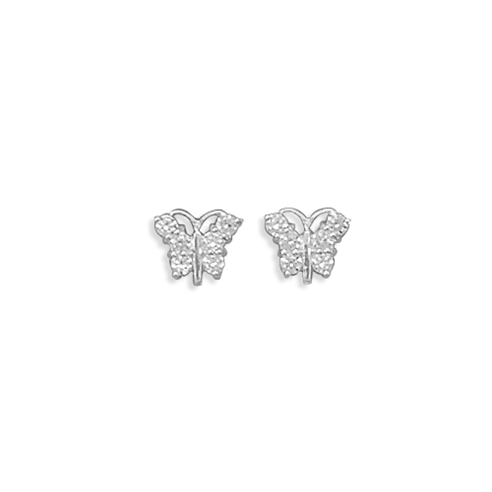 Butterfly Stud Earrings with Sparkling Cubic Zirconia Sterling Silver