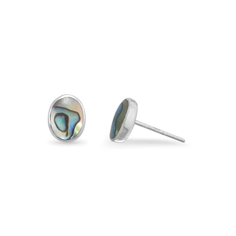 Oval Abalone Shell Sterling Silver Stud Earrings 8x6mm