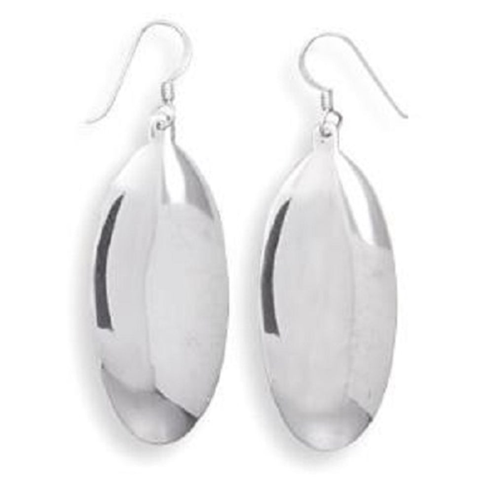 Oval Highly Polished Dangle Earrings Sterling Silver