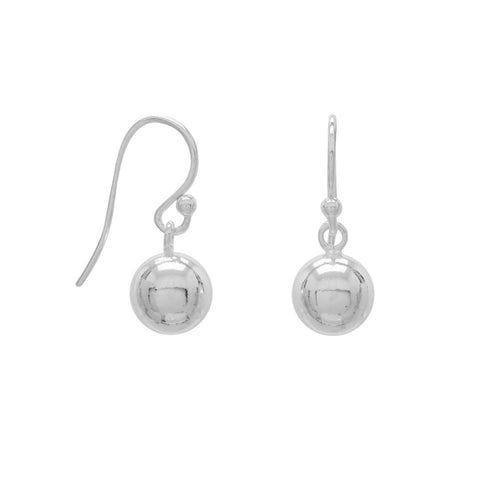 Ball Drop Dangle Earrings Sterling Silver 8mm