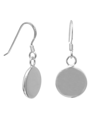 Small Round Engravable Earrings Polished Sterling Silver