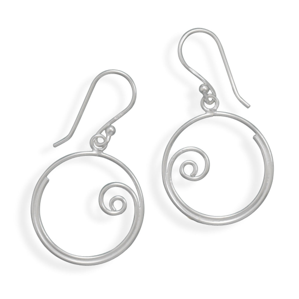 Spiral Coil Scrolling Swirl Design Round Hoop Earrings Sterling Silver
