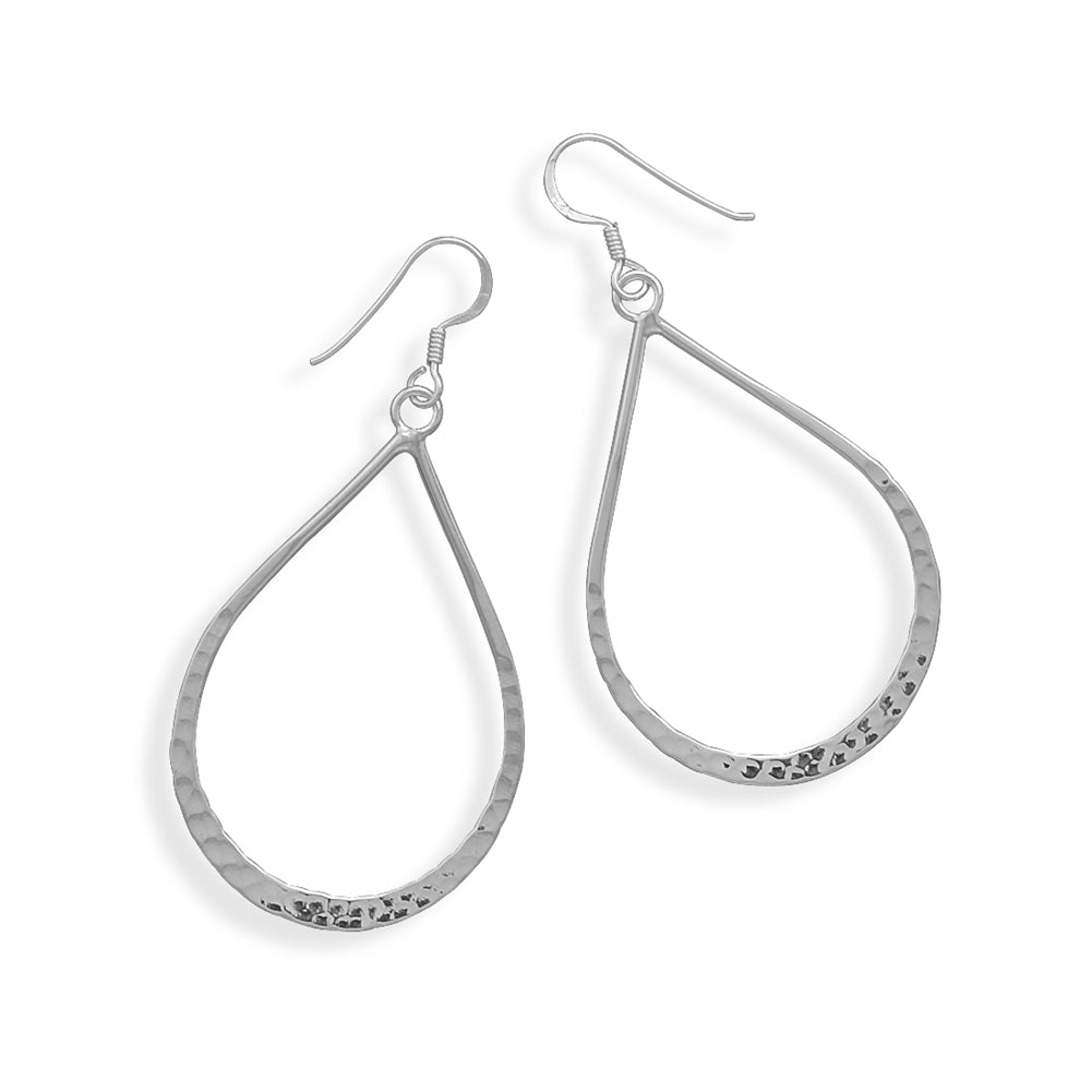Hammered Pear Shape Sterling Silver Dangle Earrings Hammered Pear Shape Sterling Silver Dangle Earrings