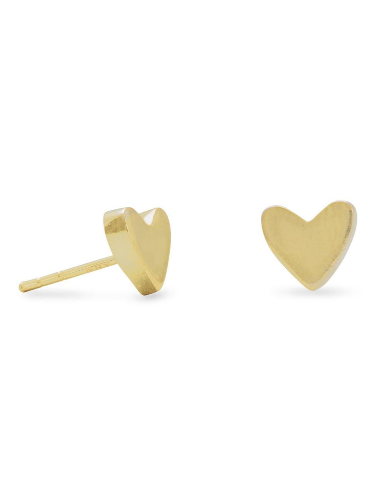 Heart Stud Post Earrings Gold-plated Sterling Silver 7mm Diameter