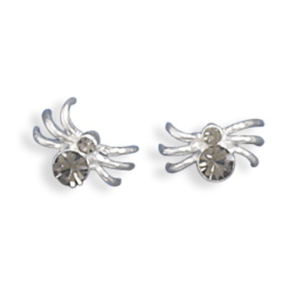 Spider Earrings with Sparkling Crystal Accents Sterling Silver