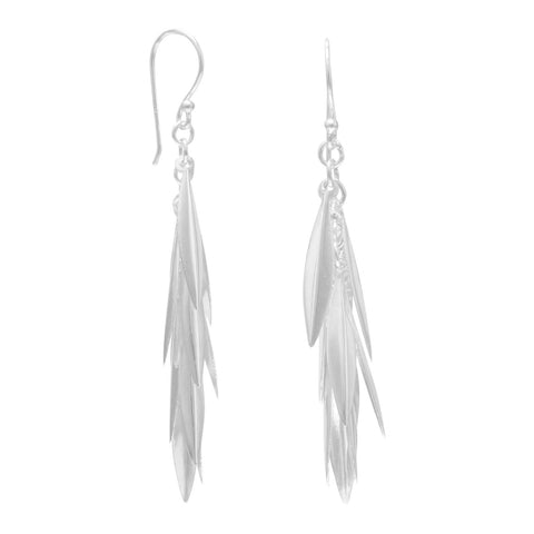 Layered Leaves Cluster Drop Sterling Silver Earrings