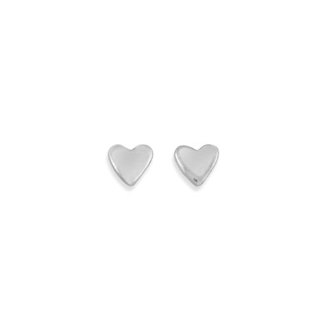 Polished Heart Post Stud Earrings Sterling Silver