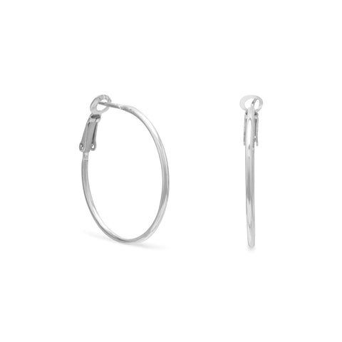 Hoop Earrings 1mm x 30mm Clip Post Sterling Silver