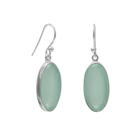 Sea Green Chalcedony Gemstone Sterling Silver Earrings