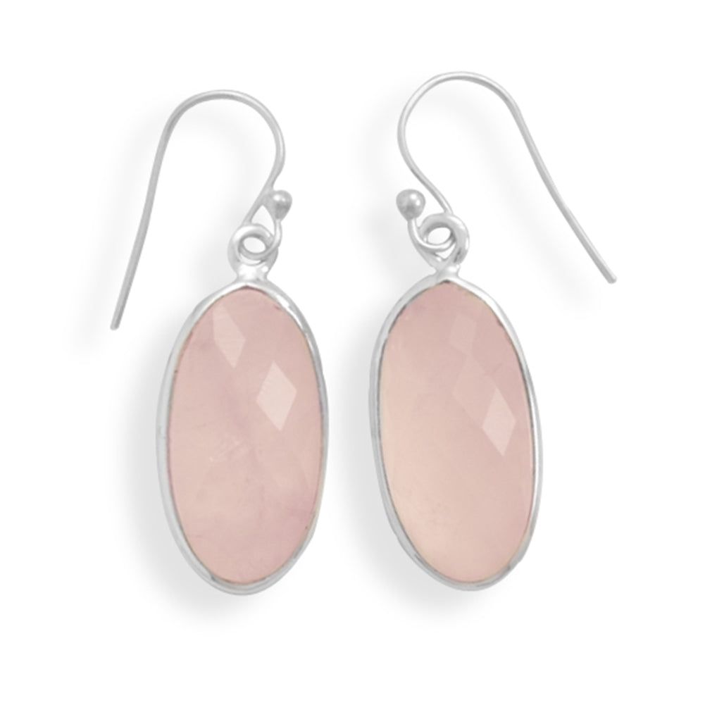 Dyed Rose Quartz Faceted Pink Dangle Earrings Sterling Silver