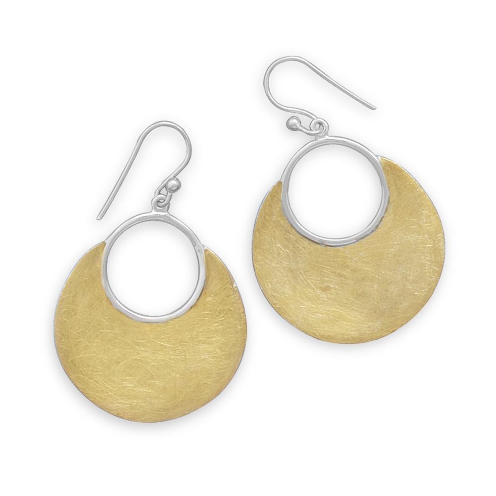 Brushed Finish Crescent Hoop Earrings Yellow Gold-plated Sterling Silver