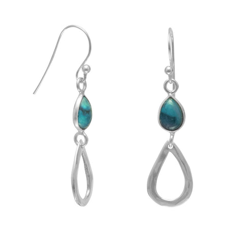 Sterling Silver Stabilized Turquoise Earrings with Pear Teardrop Dangle