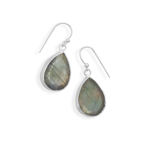 Faceted Labradorite Sterling Silver Teardrop Earrings