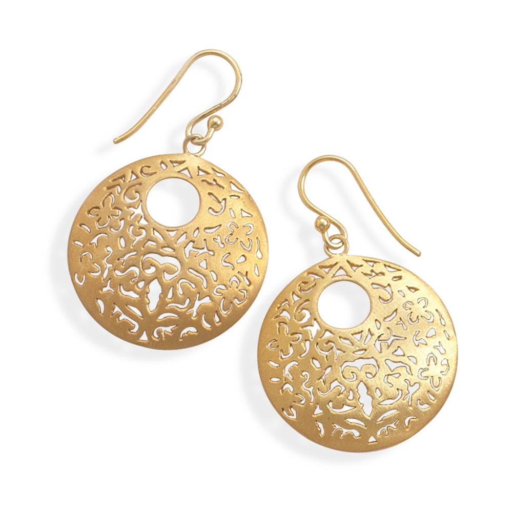 Filigree Flower Butterfly Yellow Gold-plated on Sterling Silver Earrings